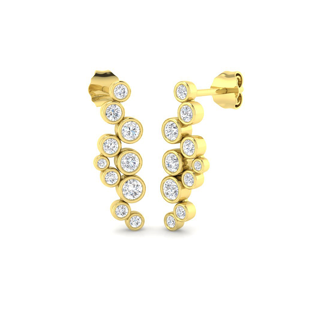 0.85ct Natural Diamond Drop & Trilogy Earrings in 9K Yellow Gold