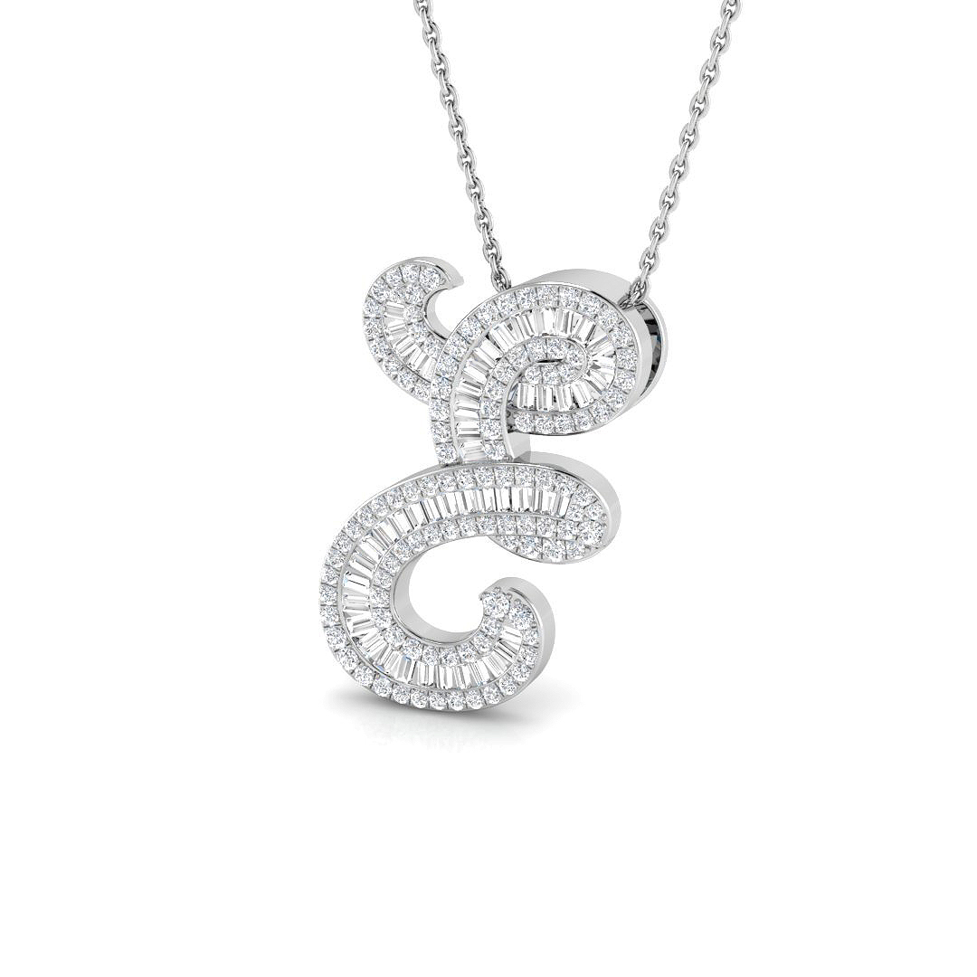 0.69ct Natural Diamond Initials Pendant in 9K White Gold