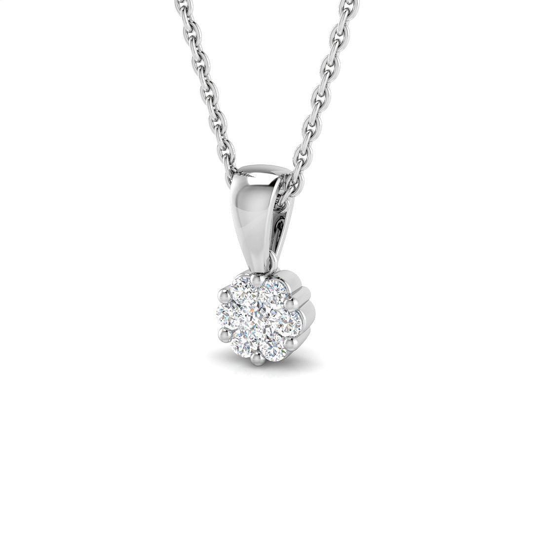 0.12ct Natural Diamond Cluster Pendant in 9K White Gold