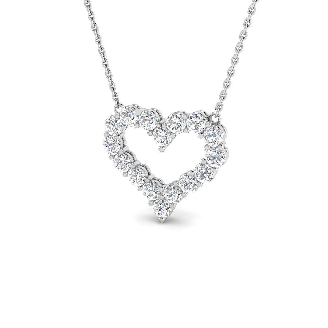 0.94ct Lab-Grown Diamond Heart Pendant in 9K White Gold