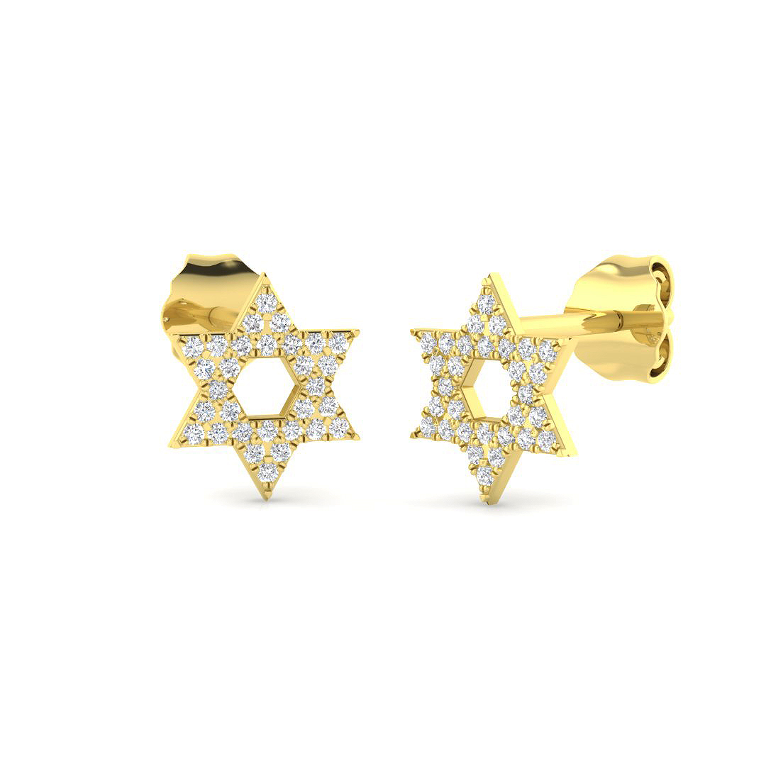 0.12ct Natural Diamond Shape Earrings in 9K Yellow Gold