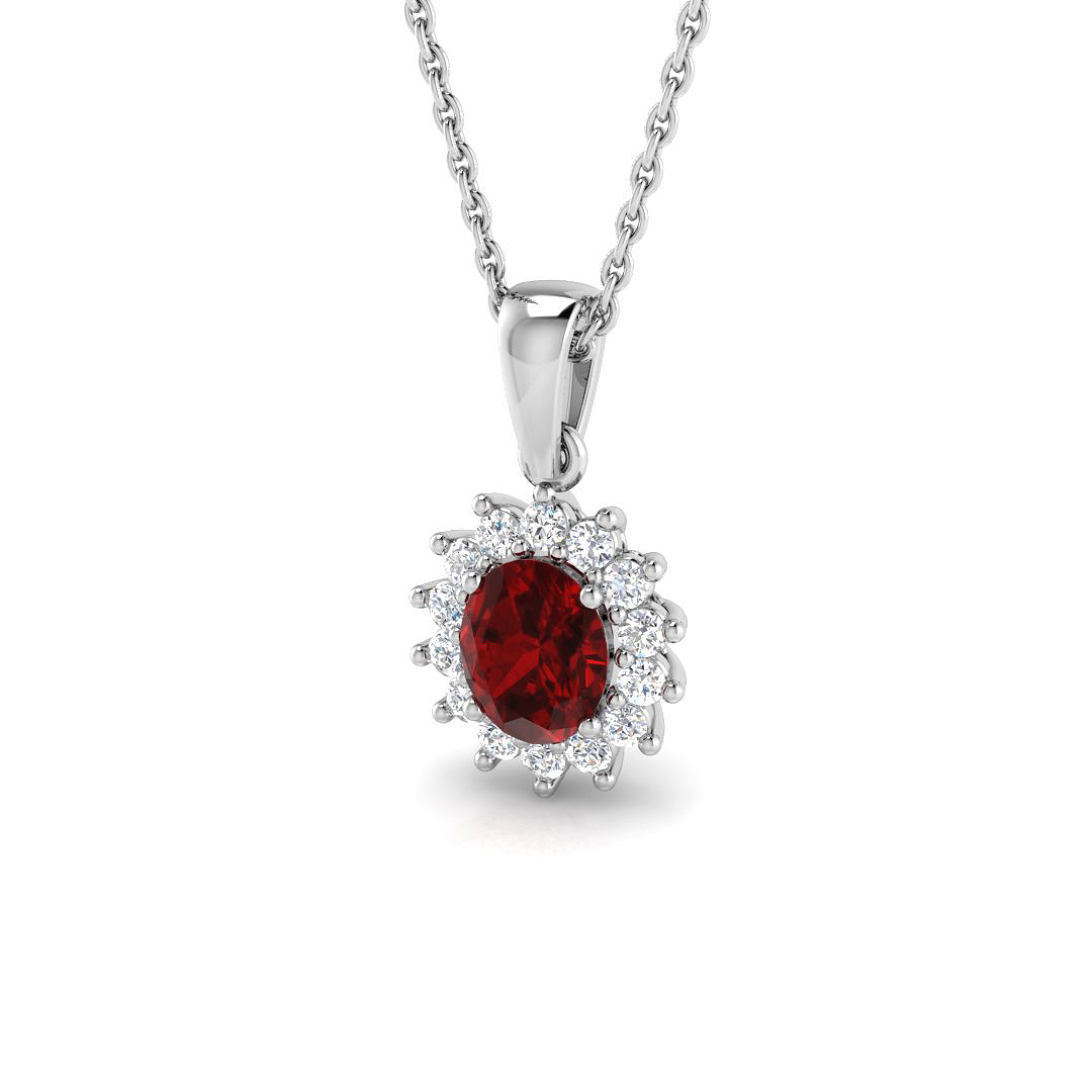 Ruby Pendant in 9K White Gold