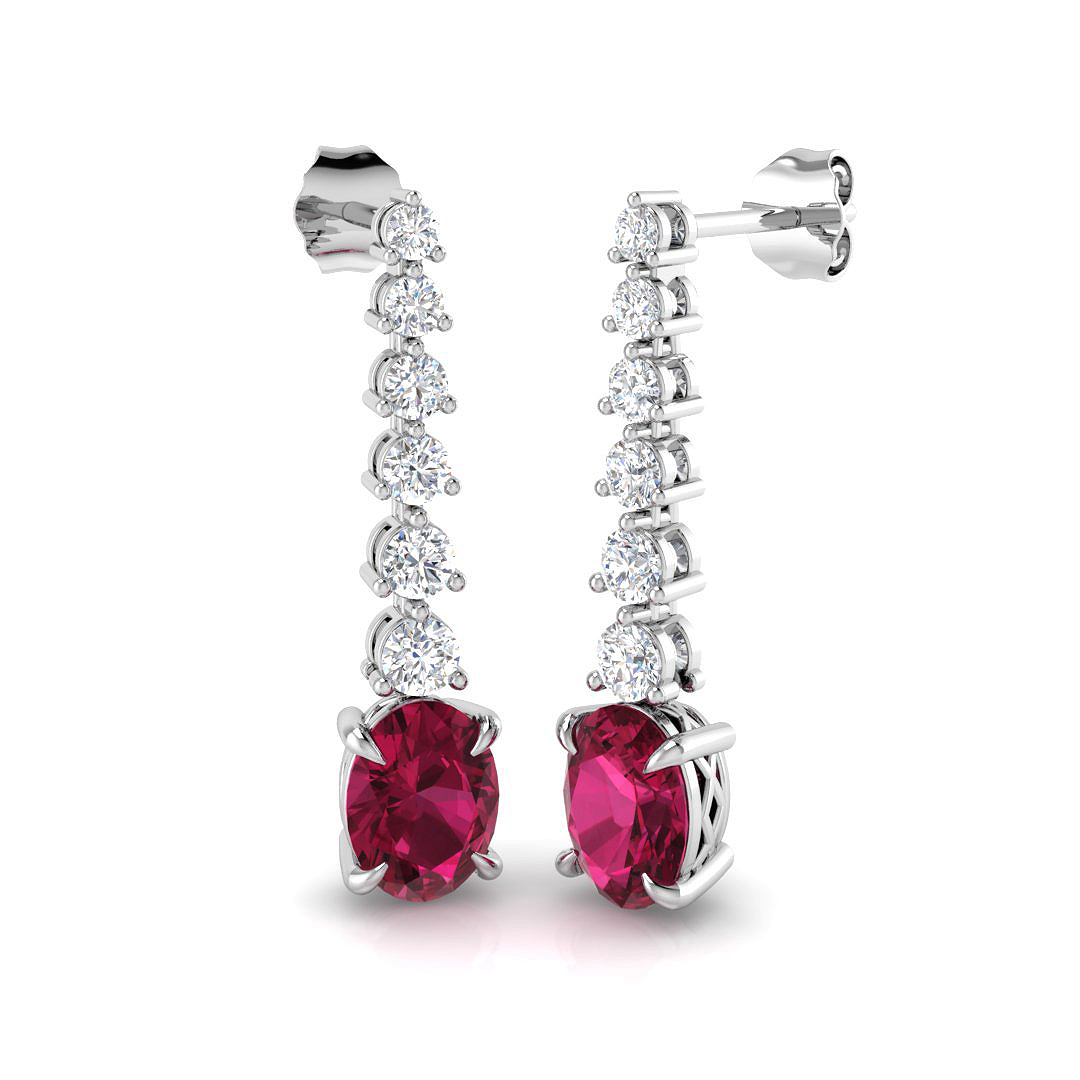 Multi Sapphire Earrings in 18K White Gold