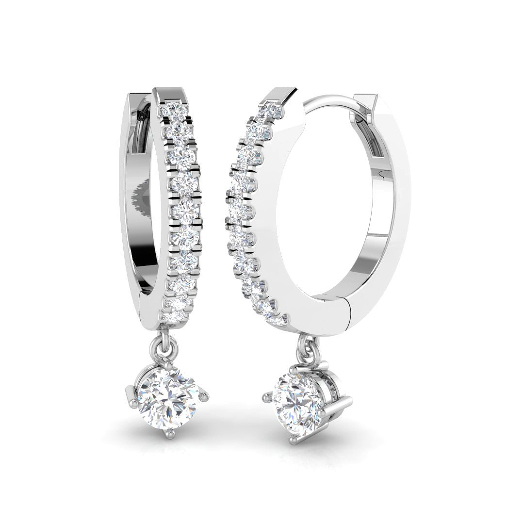0.44ct Natural Diamond Drop & Trilogy Earrings in 18K White Gold
