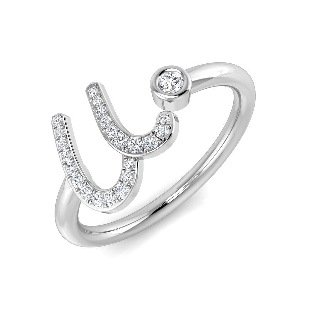 0.10ct Natural Diamond Initials Ring in 9K White Gold