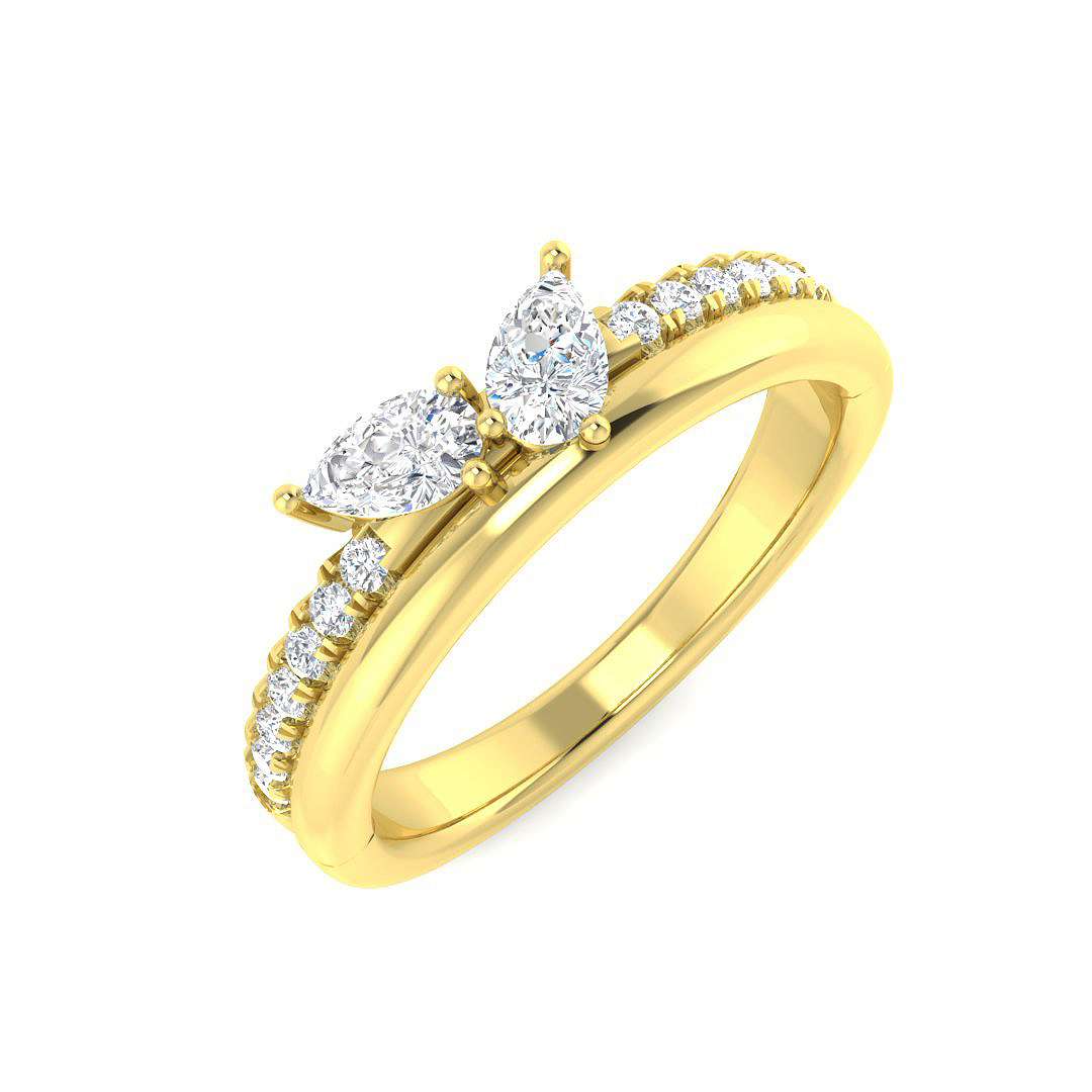 0.51ct Natural Diamond 2 Stone Ring in 9K Yellow Gold