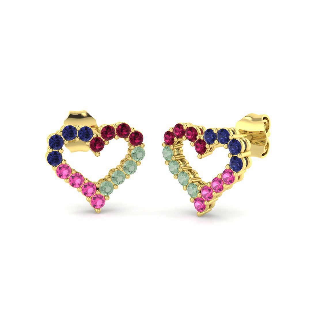 Multi Sapphire Earrings in 9K Yellow Gold
