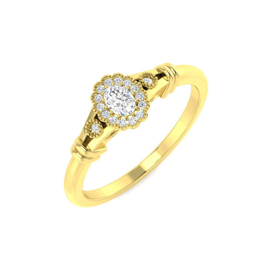 0.15ct Natural Diamond Vintage Ring in 9K Yellow Gold