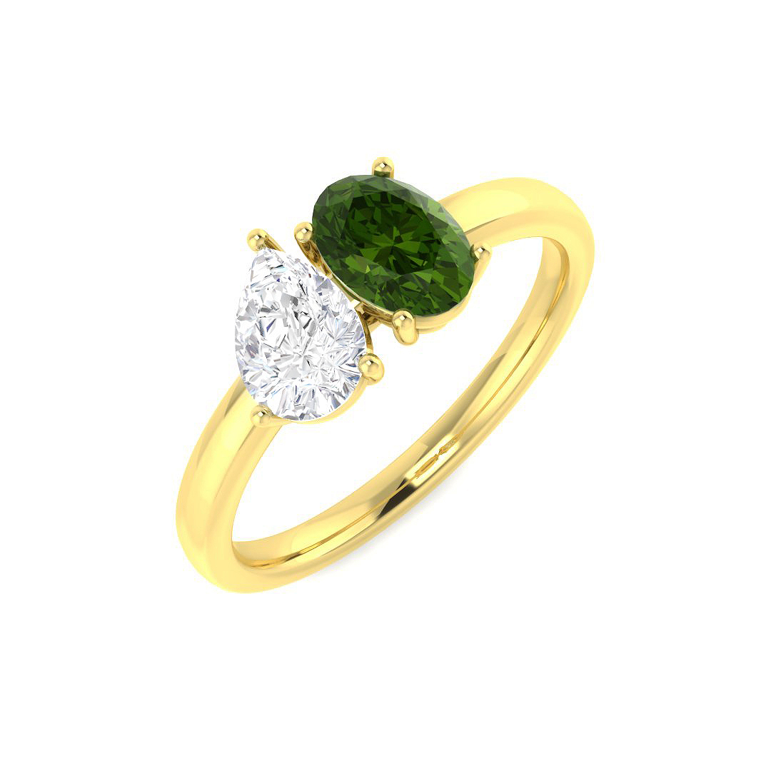 1.06ct Natural Diamond 2 Stone Ring in 9K Yellow Gold