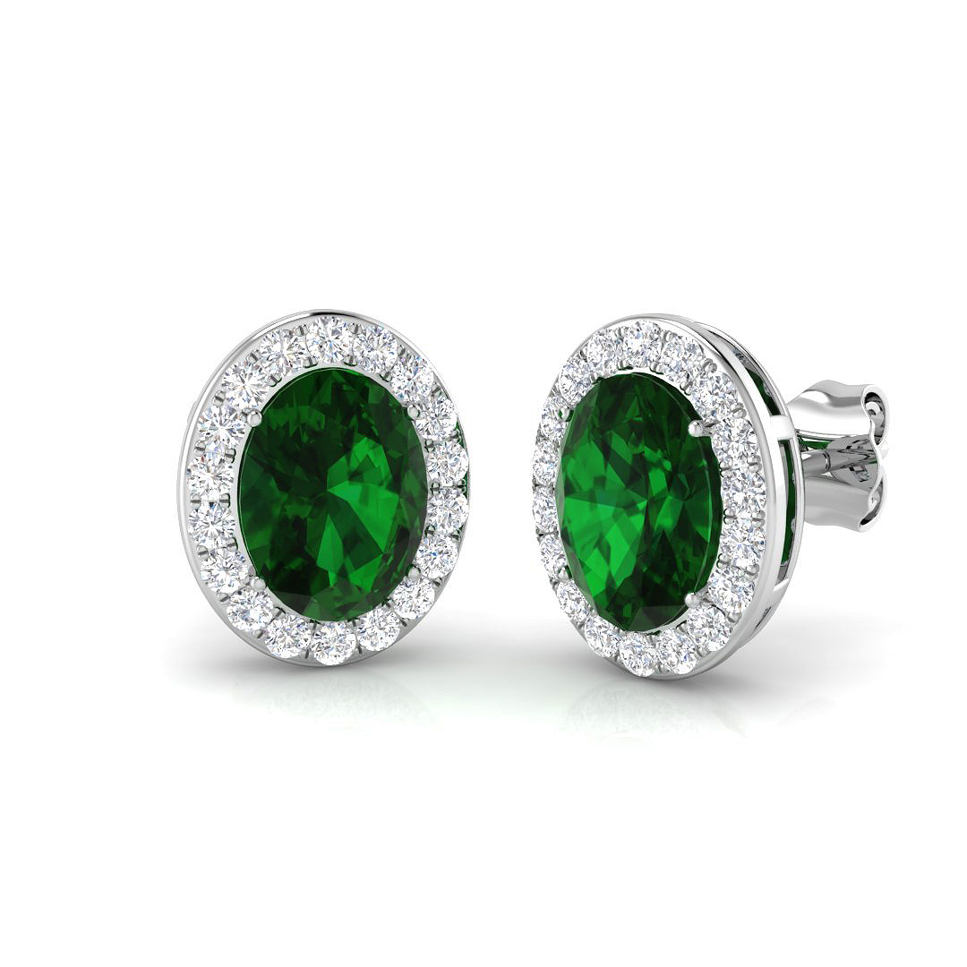 Emerald Earrings in 18K White Gold