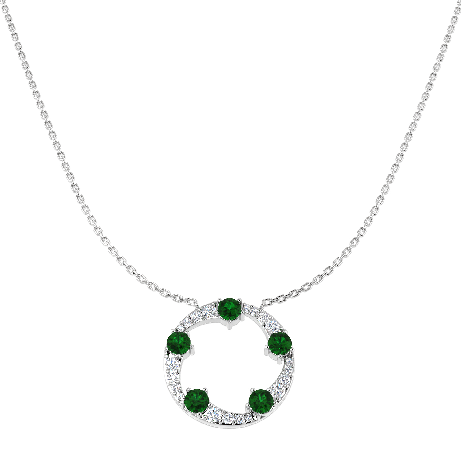 Emerald Necklace in 9K White Gold