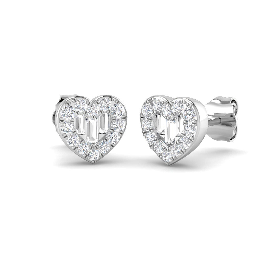 0.33ct Natural Diamond Baguette & Brilliant Earrings in 9K White Gold