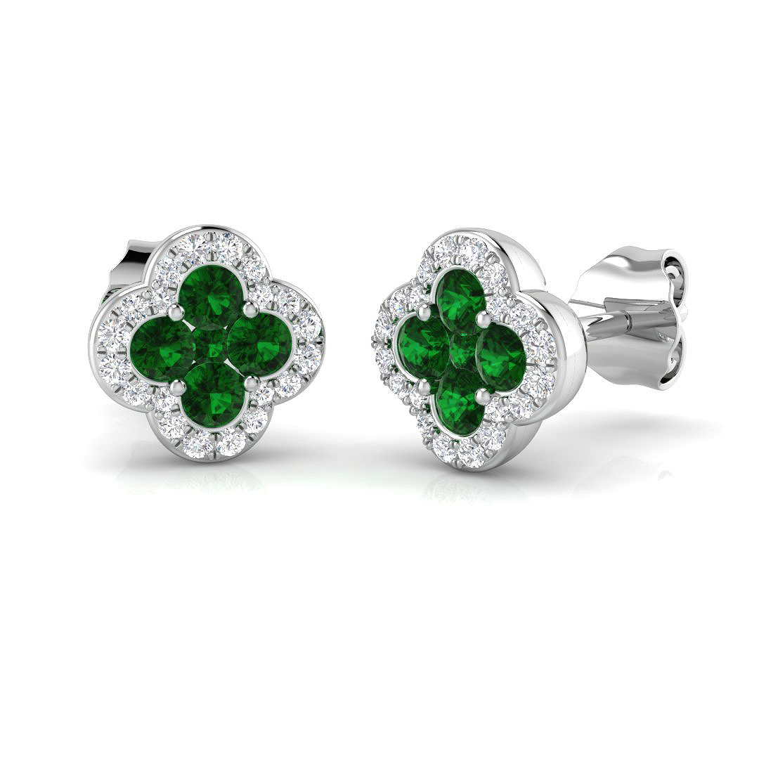 Emerald Earrings in 18K White Gold