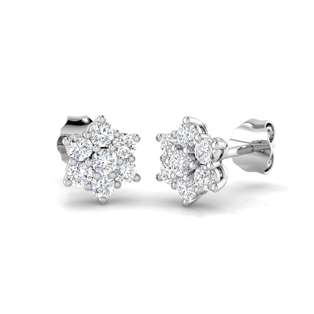 0.88ct Lab-Grown Diamond Cluster Earrings in 9K White Gold