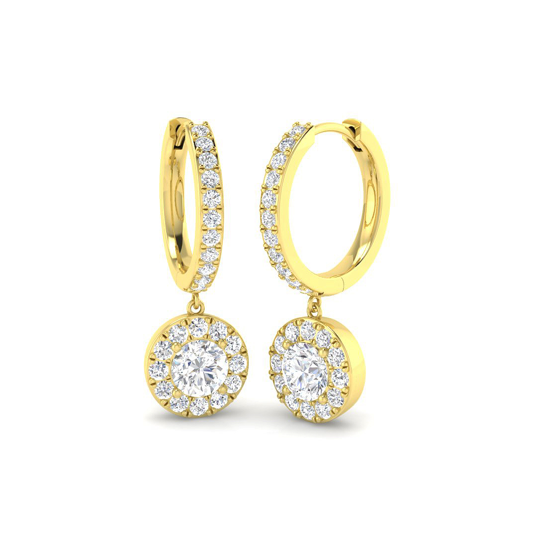 1.79ct Lab-Grown Diamond Drop & Trilogy Earrings in 9K Yellow Gold