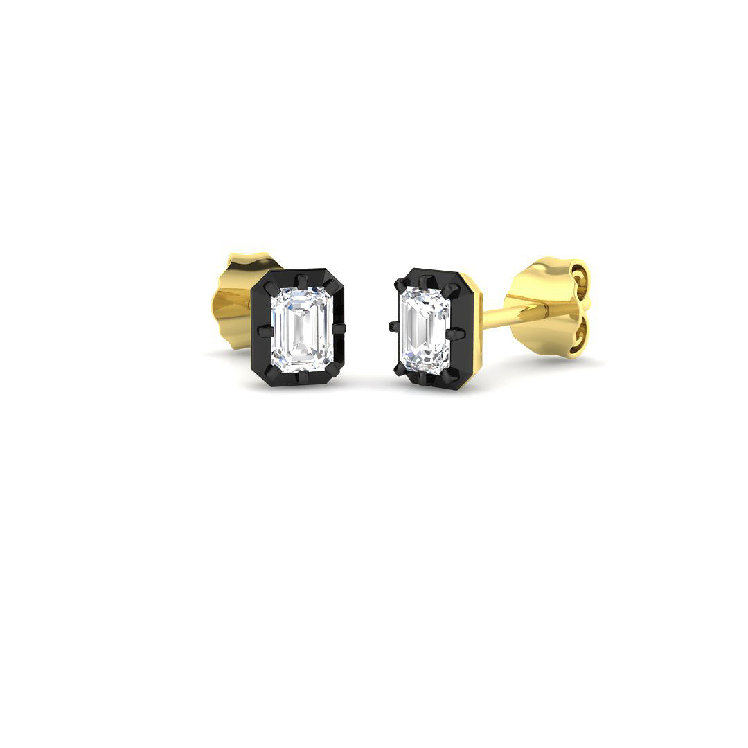 0.49ct Natural Diamond Solitaire Earrings in 9K Yellow Gold