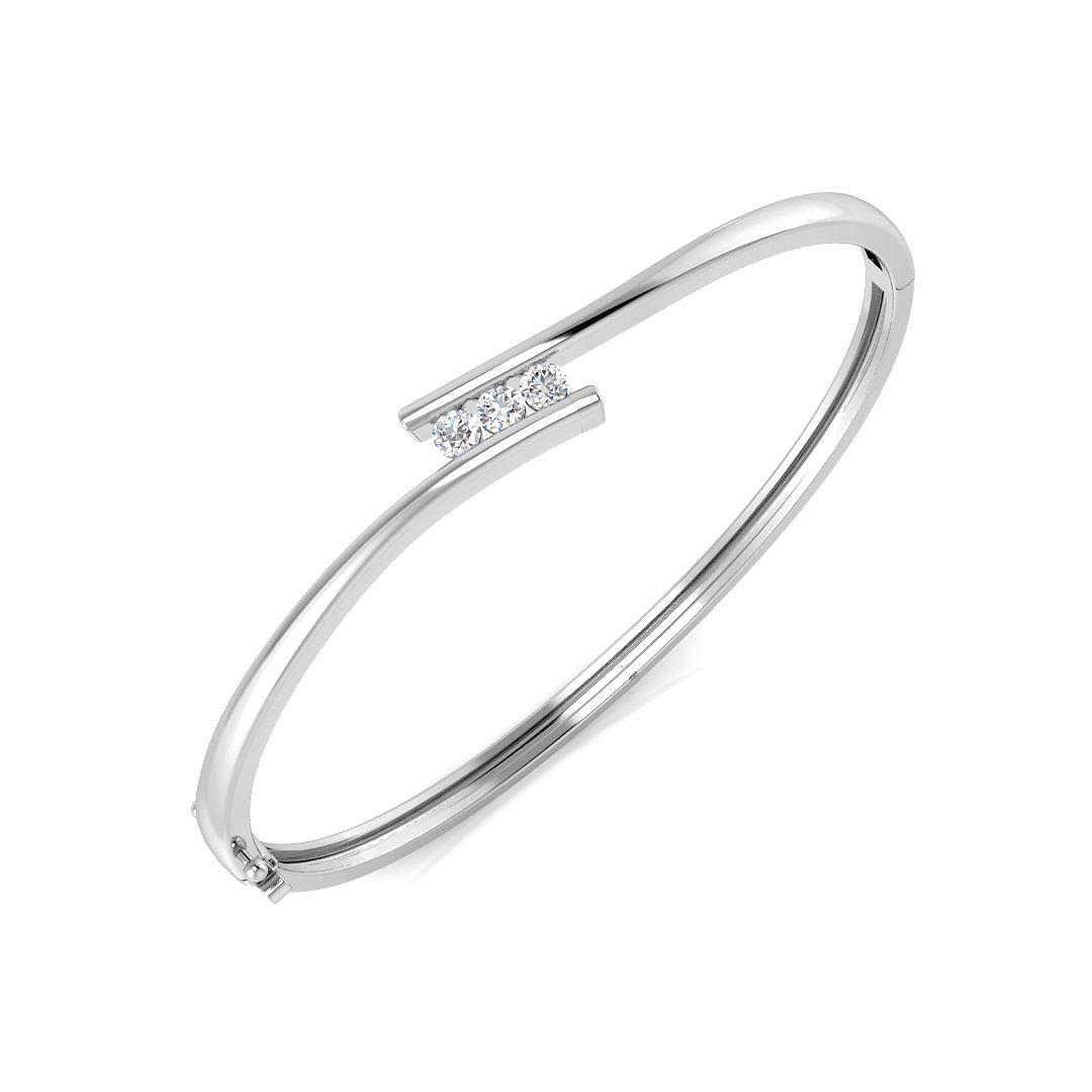 0.36ct Lab-Grown Diamond 3 Stone Bangle in 9K White Gold