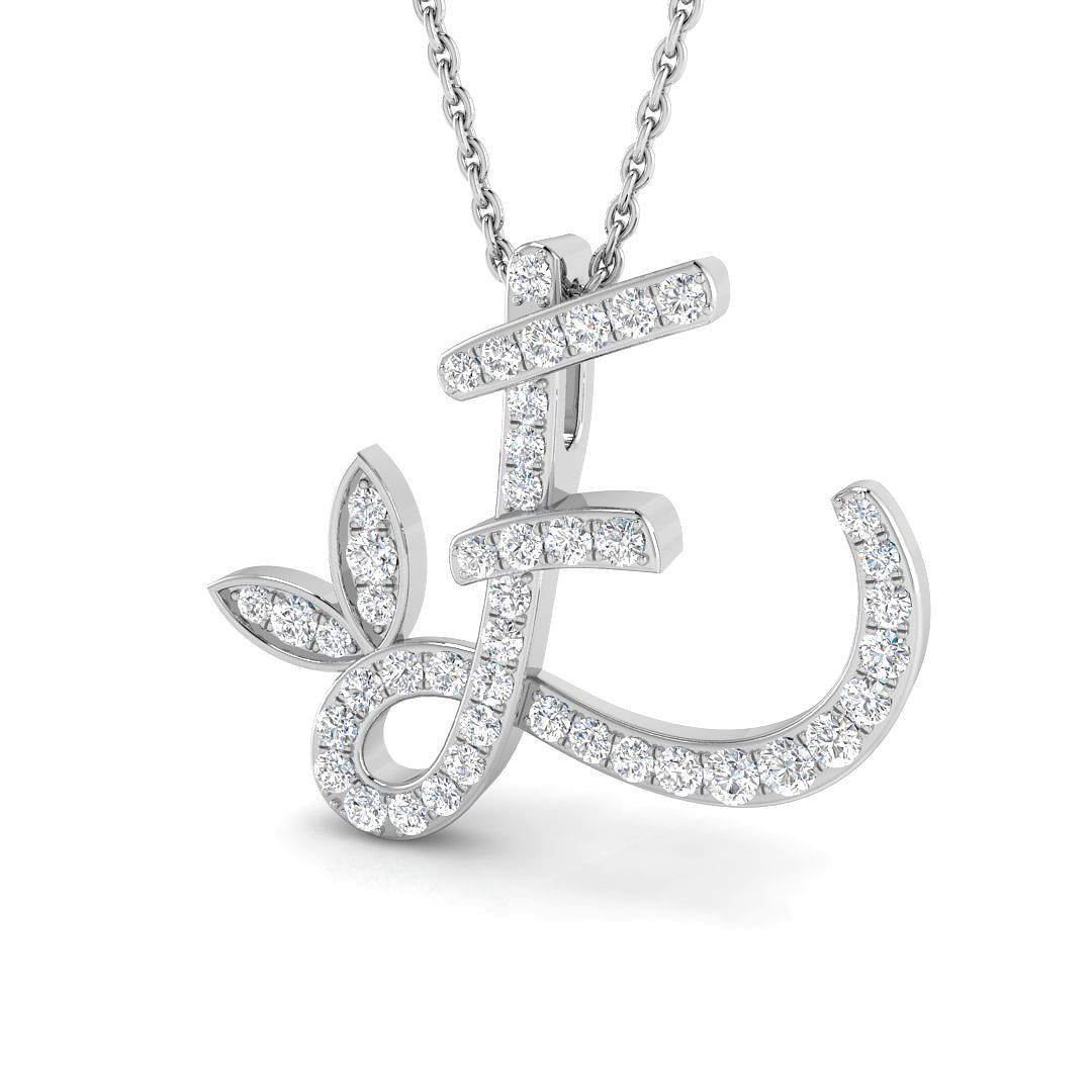 0.29ct Natural Diamond Initials Pendant in 9K White Gold