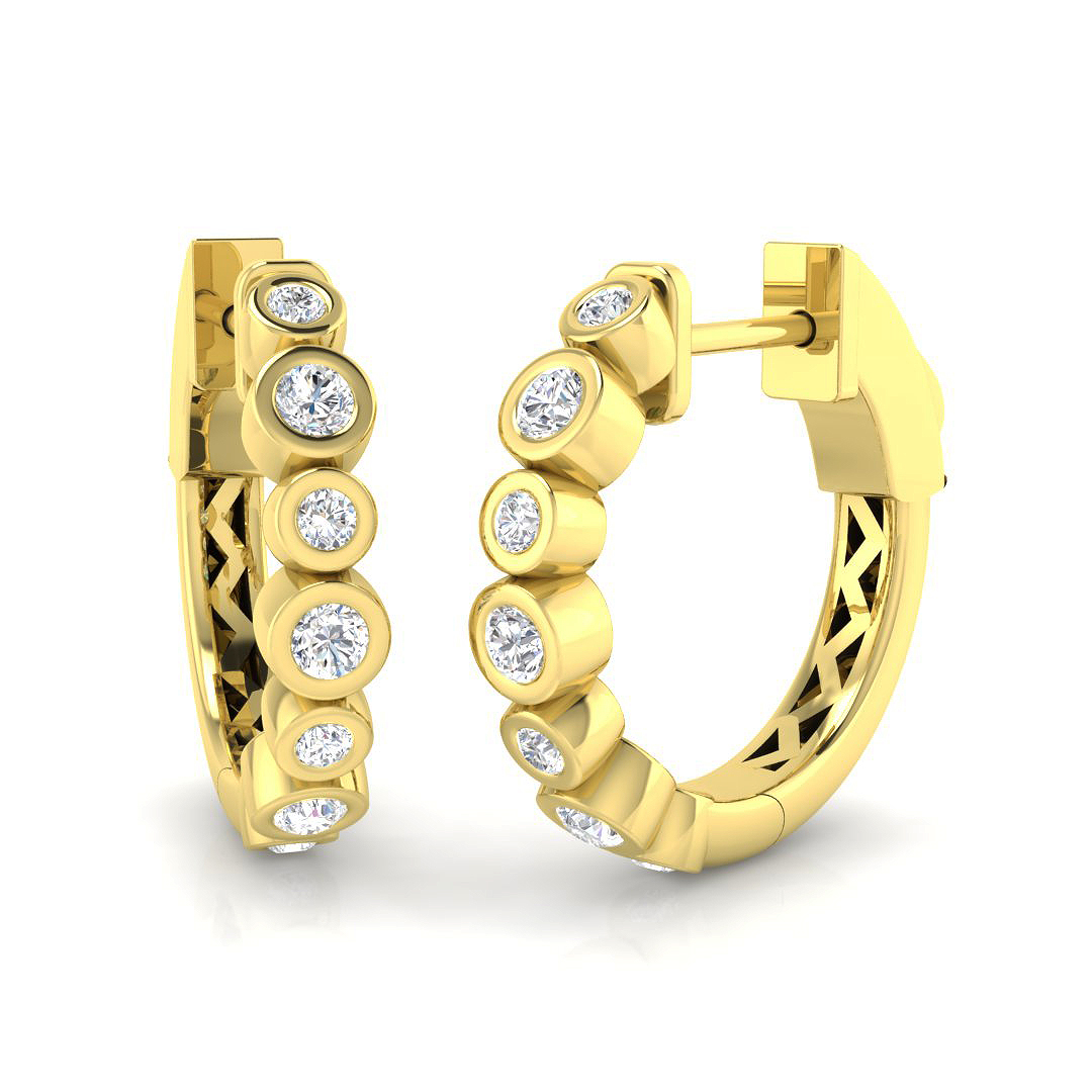 0.30ct Natural Diamond Hoops Earrings in 18K Yellow Gold