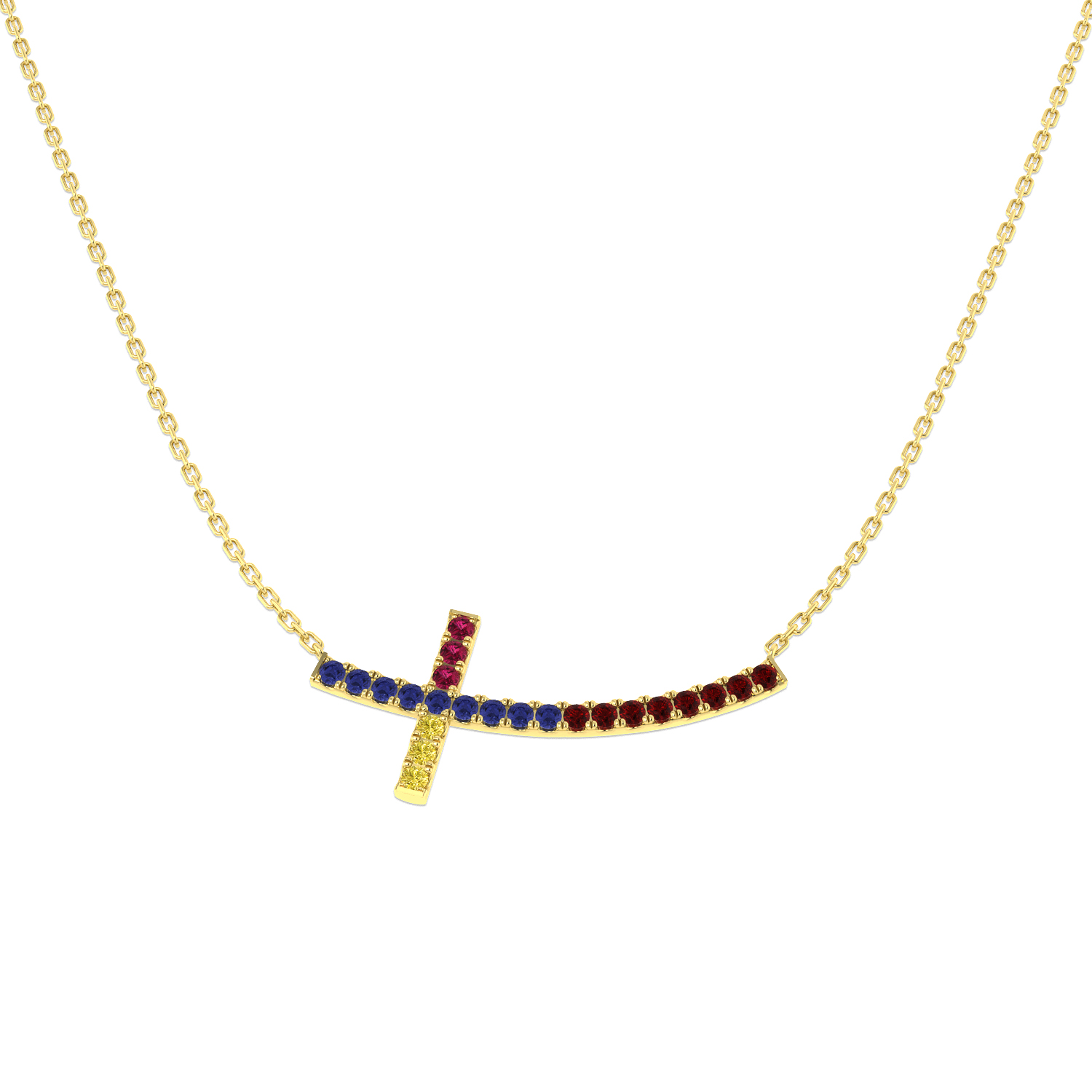 Multi Sapphire Necklace in 9K Yellow Gold