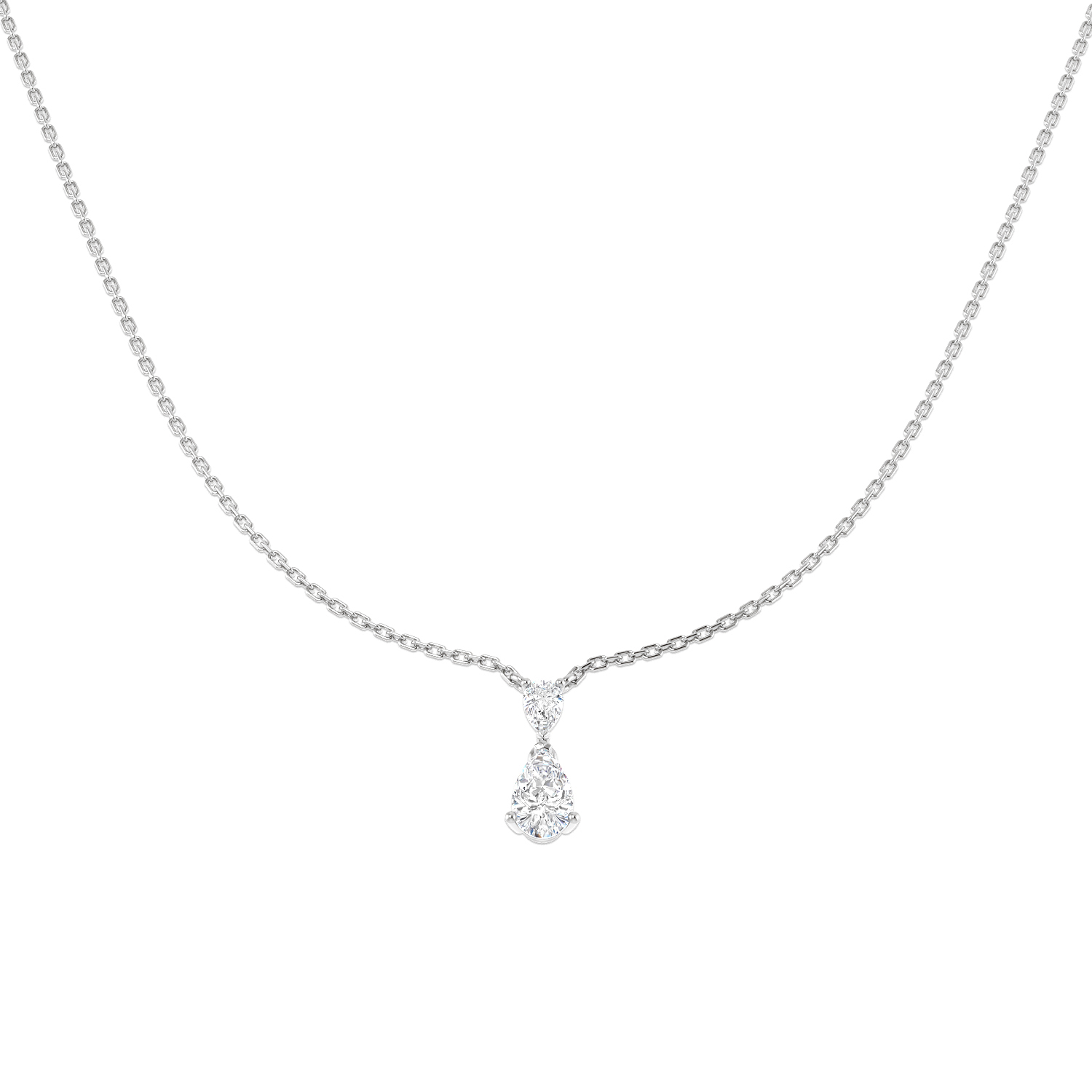 0.72ct Lab-Grown Diamond Drop & Trilogy Necklace in 9K White Gold