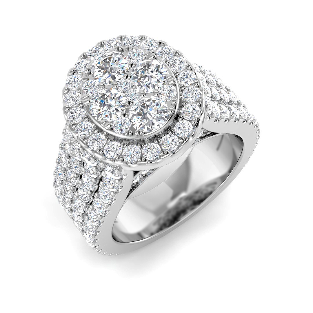 3.51ct Lab-Grown Diamond Cluster Ring in 9K White Gold
