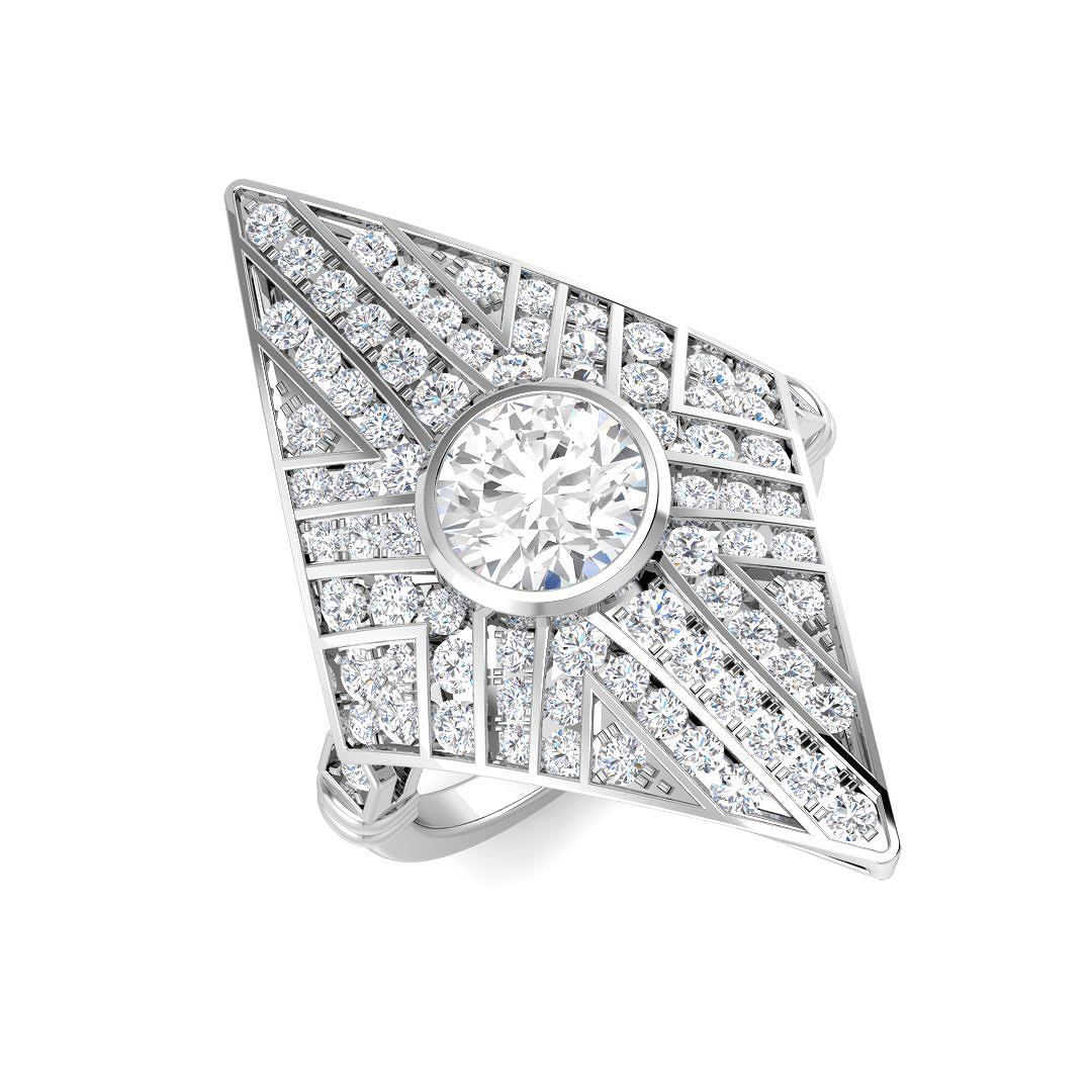 2.05ct Lab-Grown Diamond Signet Ring in 9K White Gold