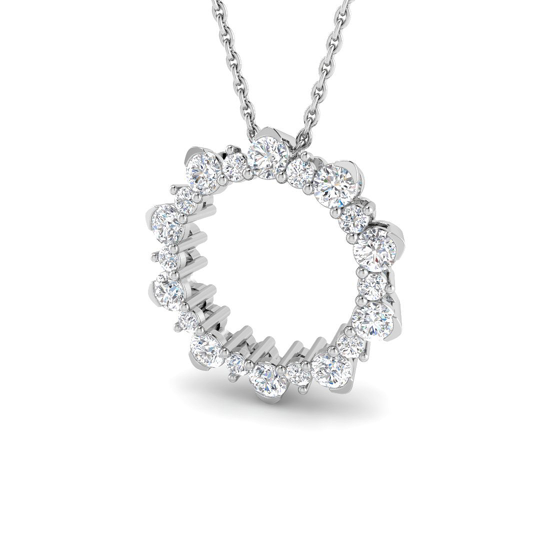 0.94ct Lab-Grown Diamond Circle of Life Pendant in 9K White Gold