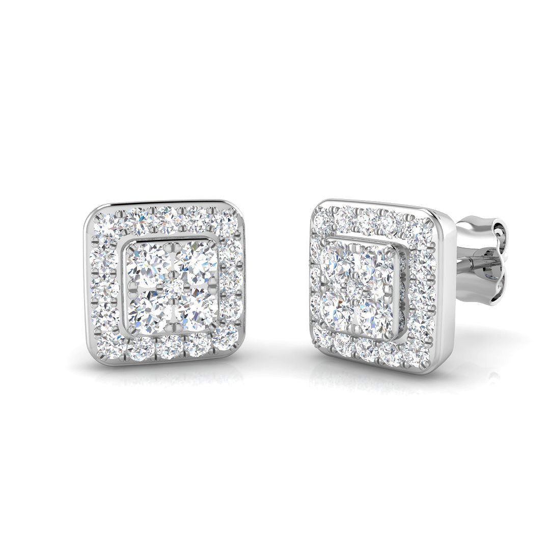 0.67ct Natural Diamond Cluster Earrings in 9K White Gold