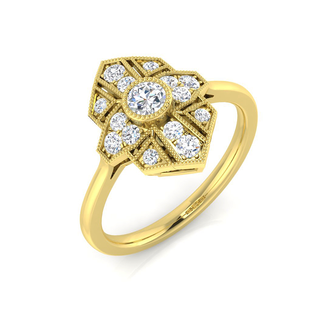 0.35ct Natural Diamond Vintage Ring in 9K Two Tone