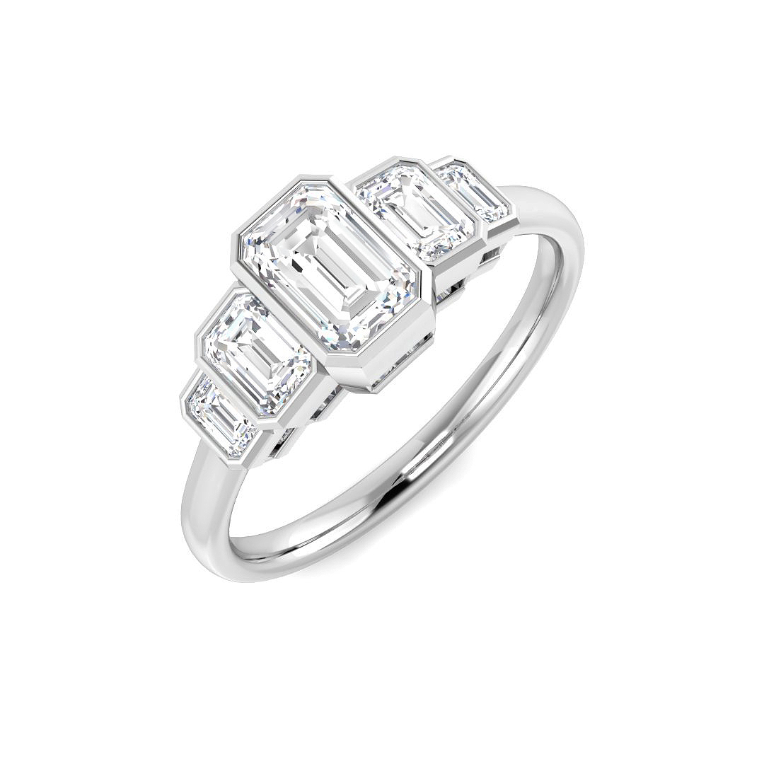 1.23ct Lab-Grown Diamond 5 Stone Ring in 9K White Gold