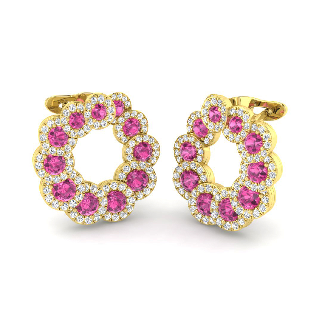 Pink Sapphire Earrings in 18K Yellow Gold