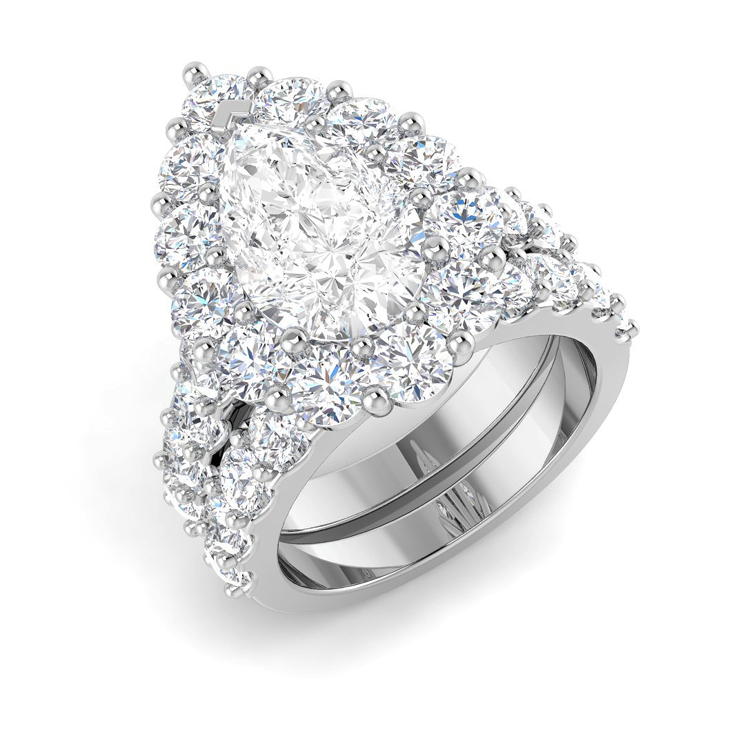 5.93ct Lab-Grown Diamond Halo Ring in 9K White Gold