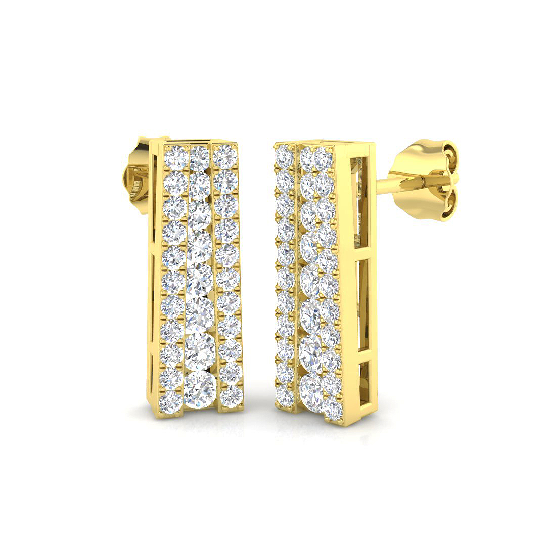 0.77ct Natural Diamond Shape Earrings in 9K Yellow Gold