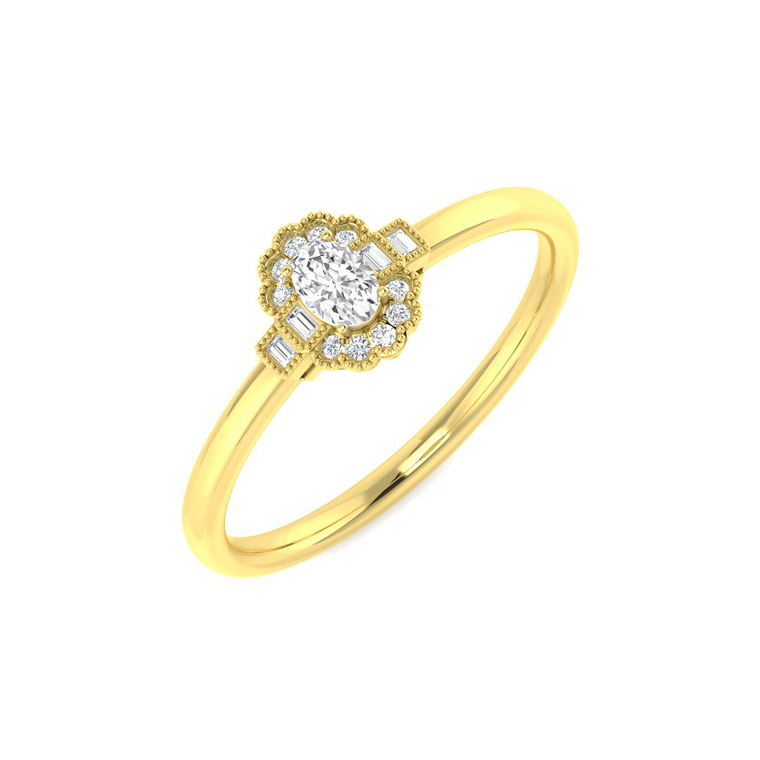 0.16ct Natural Diamond Vintage Ring in 9K Yellow Gold