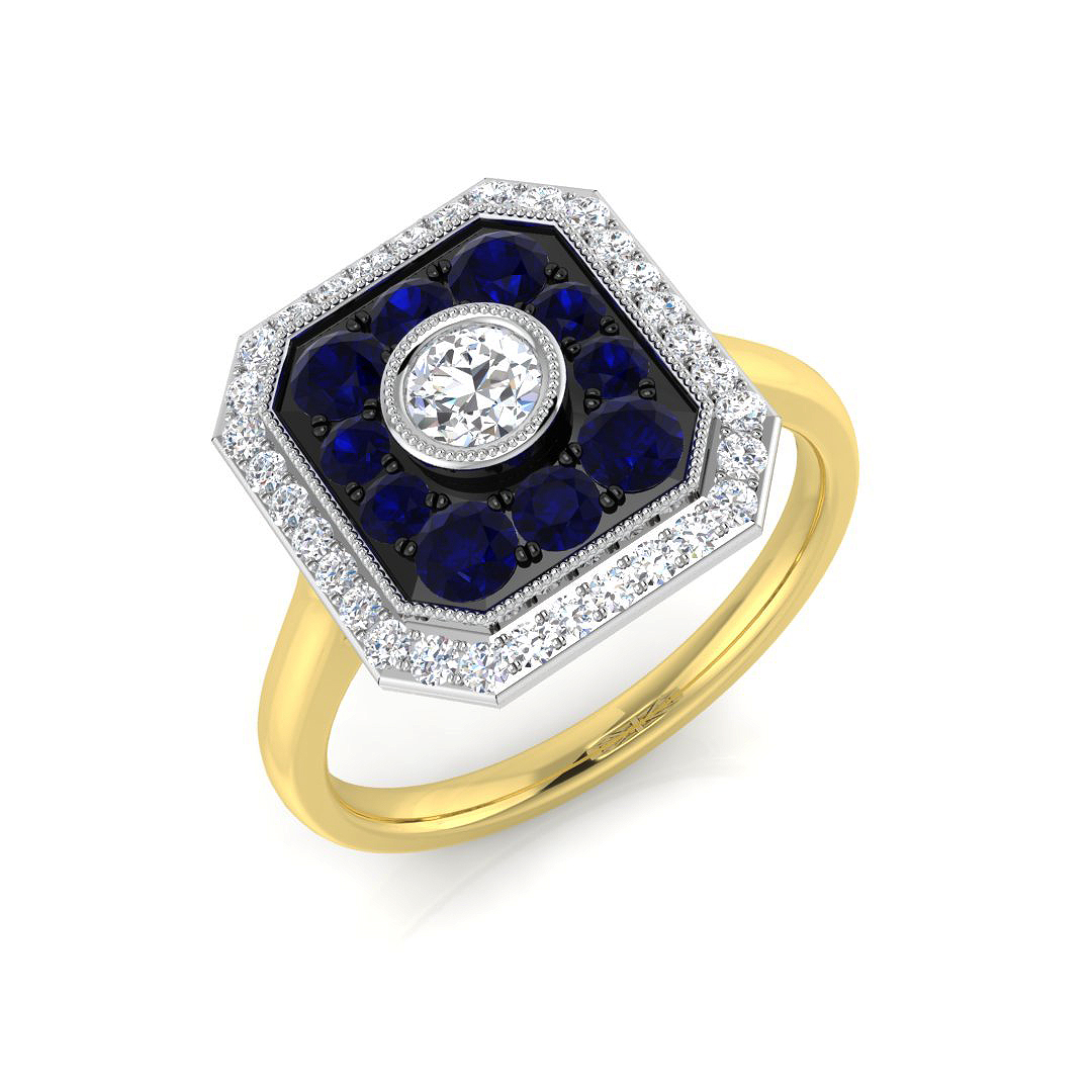Blue Sapphire Ring in 9K Yellow Gold