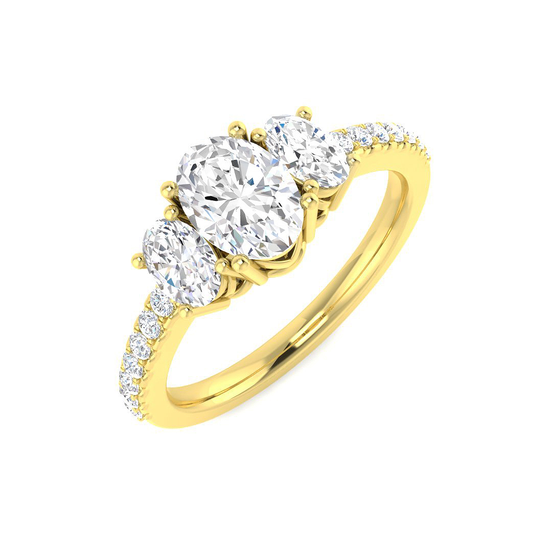 1.35ct Lab-Grown Diamond 3 Stone Ring in 9K Yellow Gold