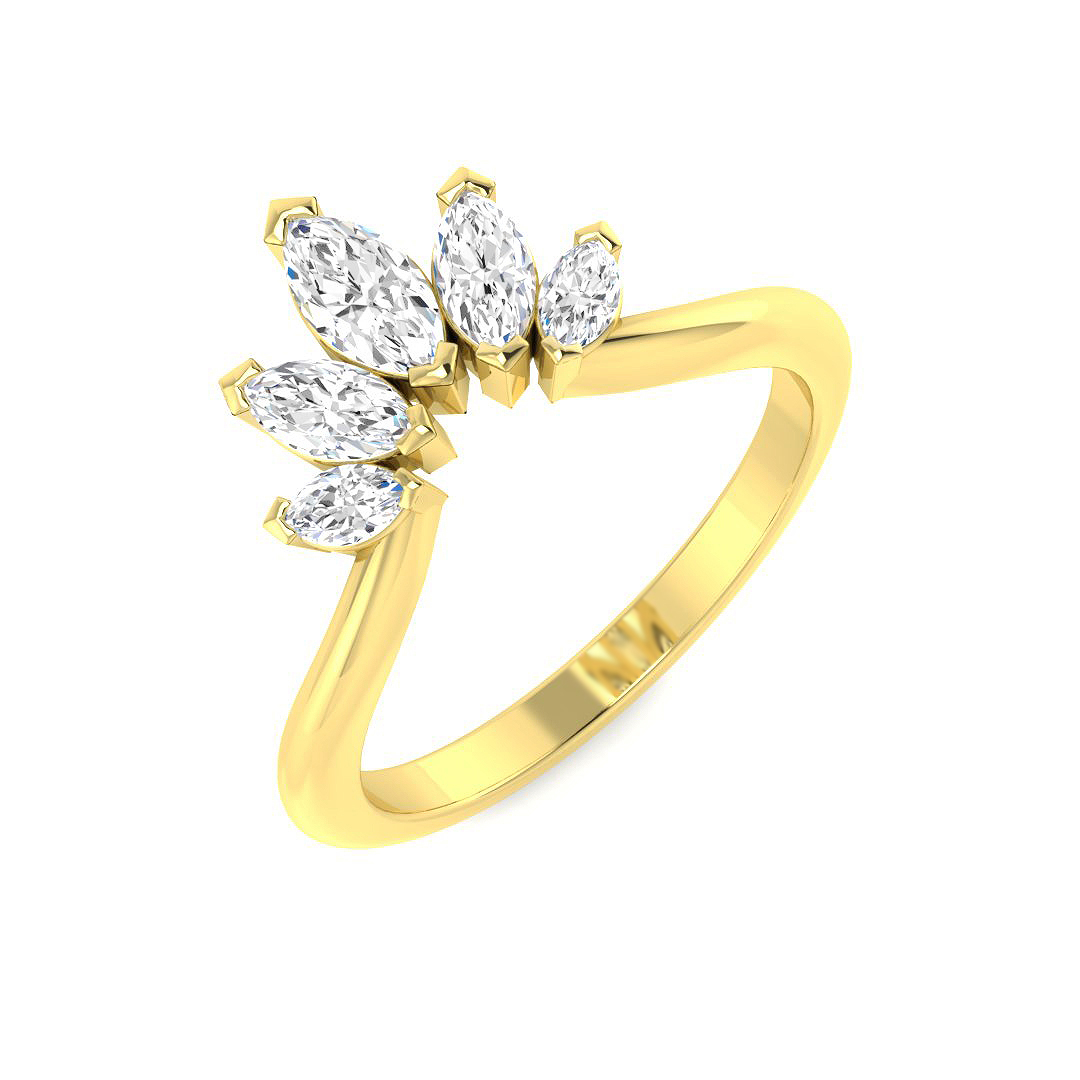 0.47ct Natural Diamond Wishbone Ring in 9K Yellow Gold