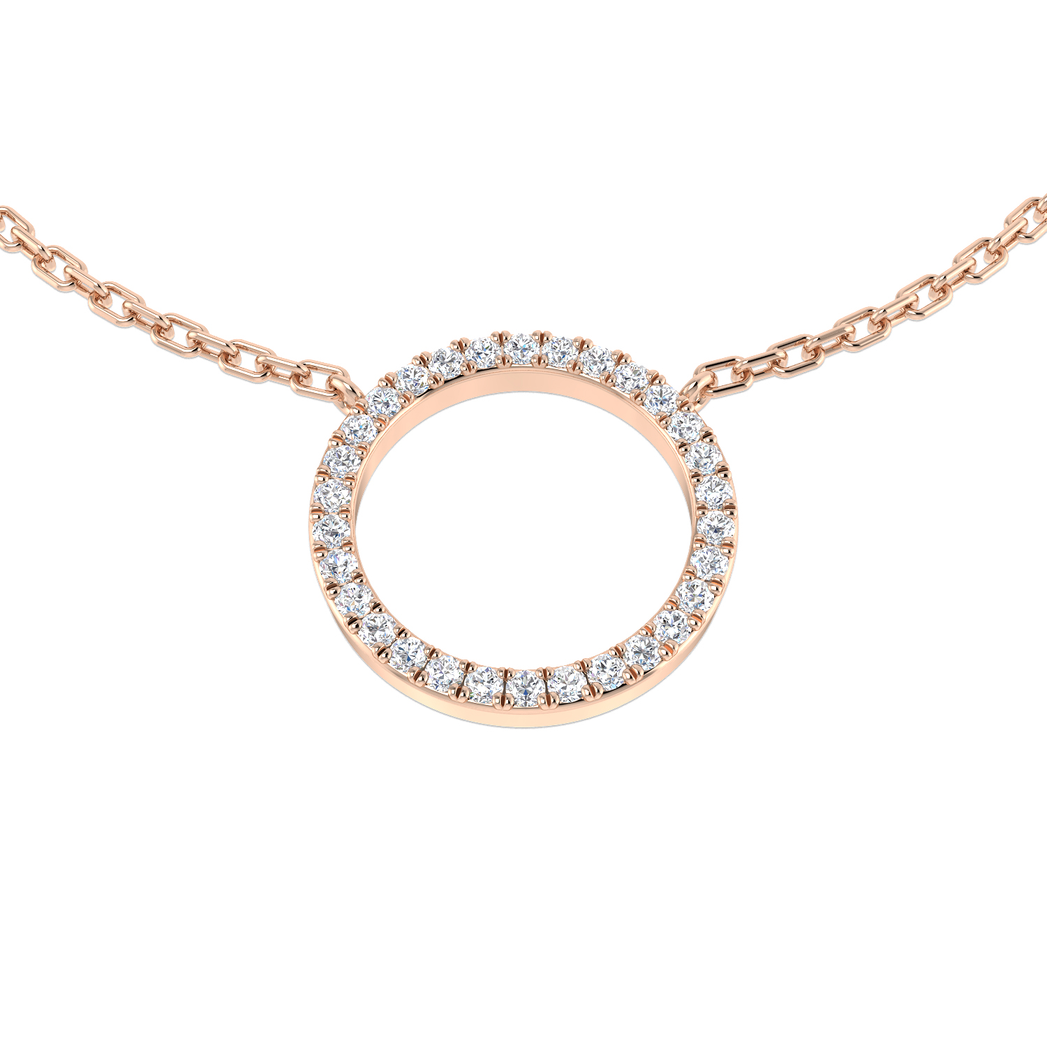 0.10ct Natural Diamond Circle of Life Necklace in 18K Rose Gold