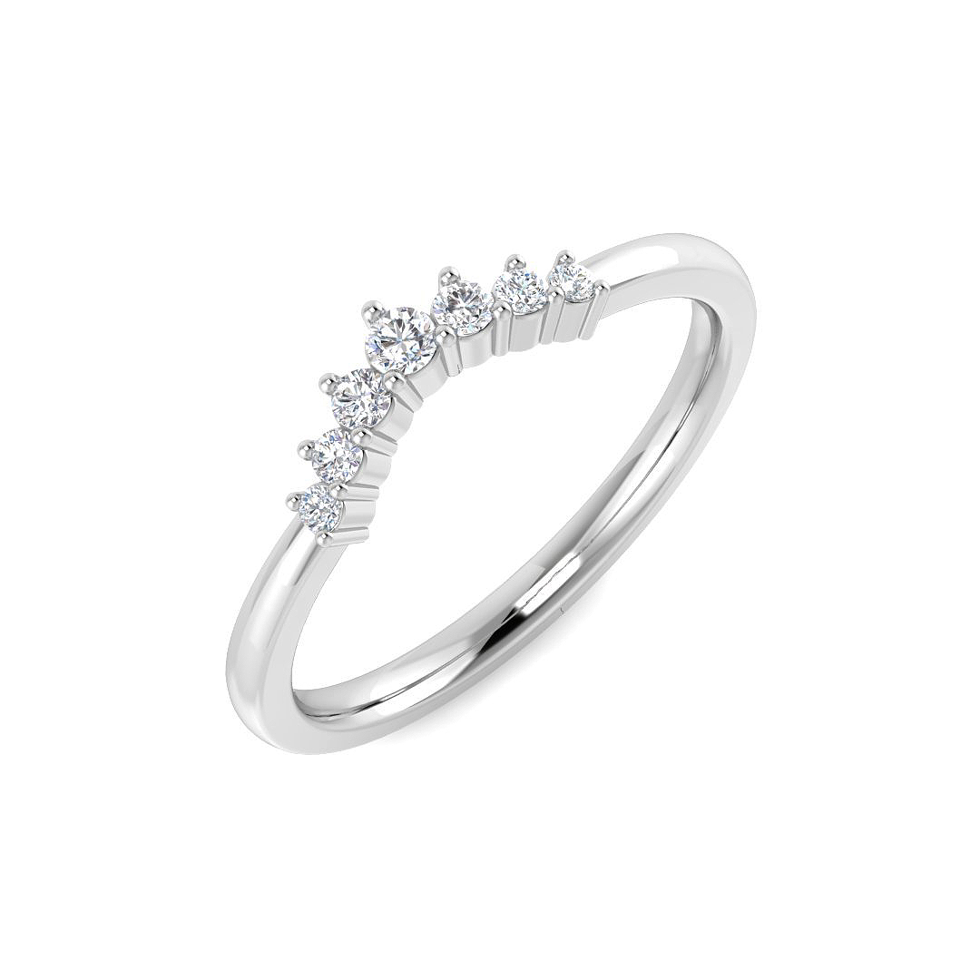 0.12ct Natural Diamond Wishbone Ring in 9K White Gold
