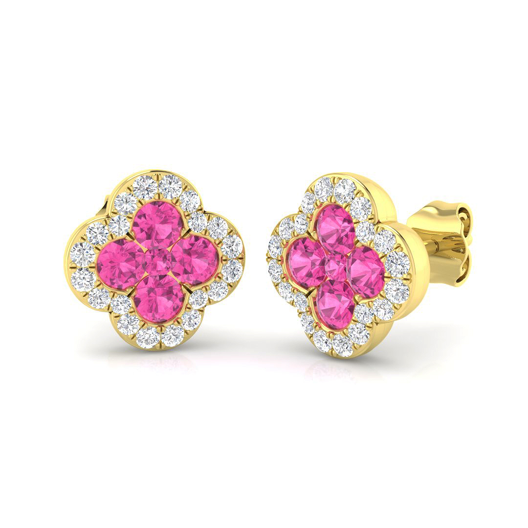 Pink Sapphire Earrings in 18K Yellow Gold