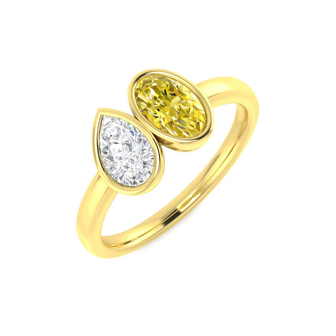 0.85ct Natural Diamond 2 Stone Ring in 9K Yellow Gold