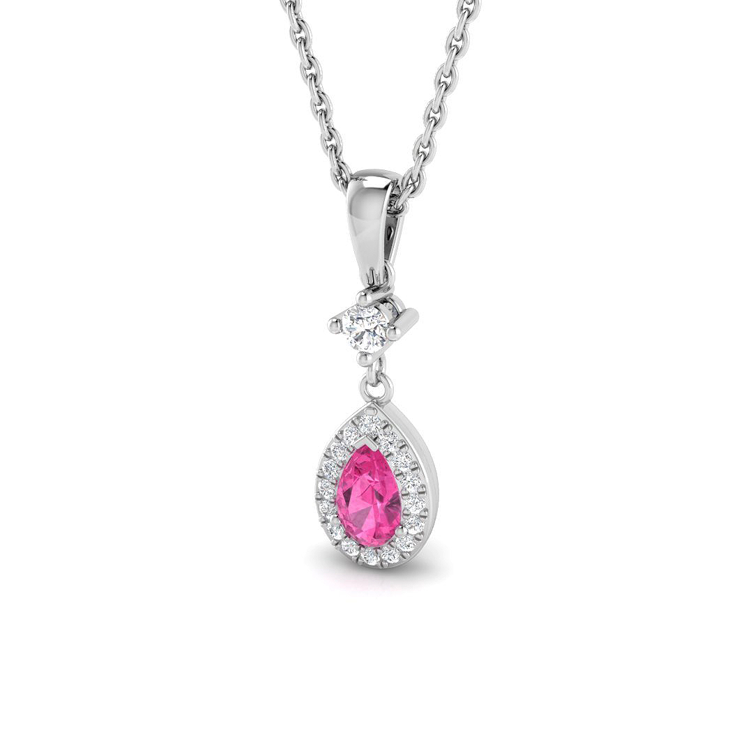Pink Sapphire Pendant in 18K White Gold