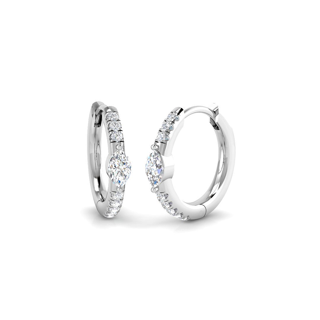 0.34ct Natural Diamond Hoops Earrings in 18K White Gold