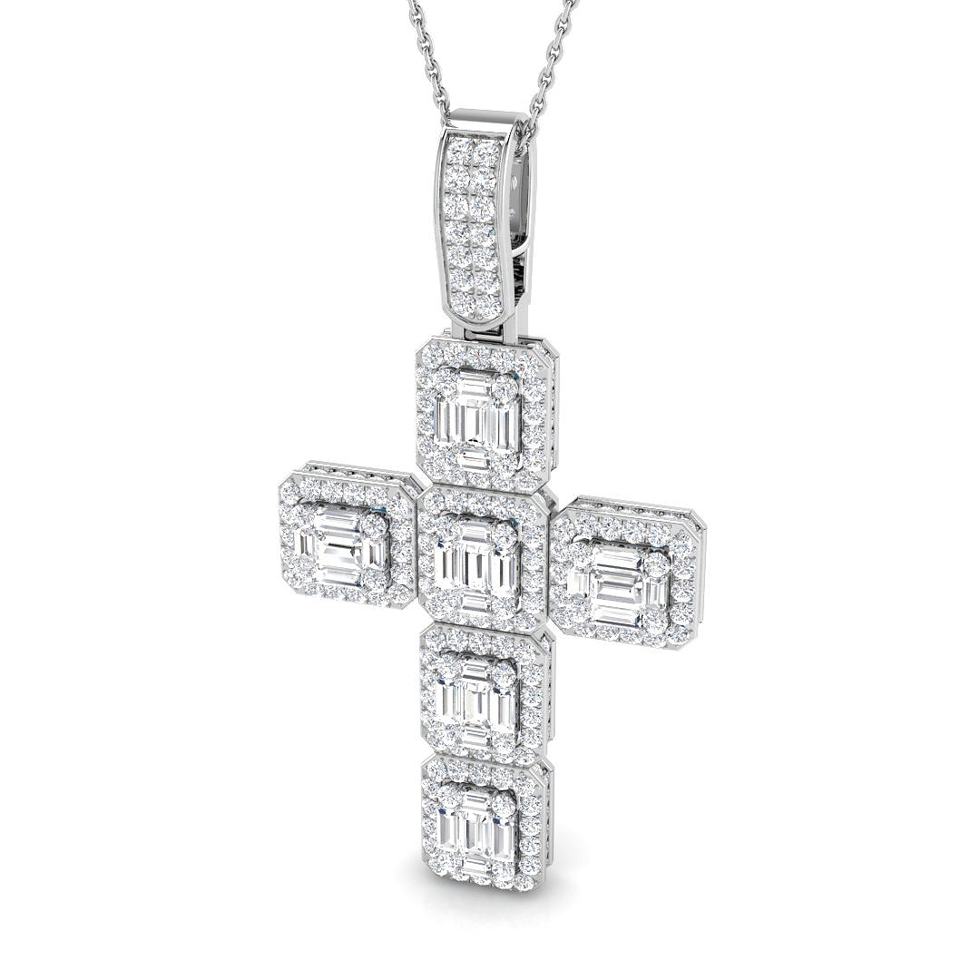 2.85ct Natural Diamond Cross Cross Pendant in 9K White Gold