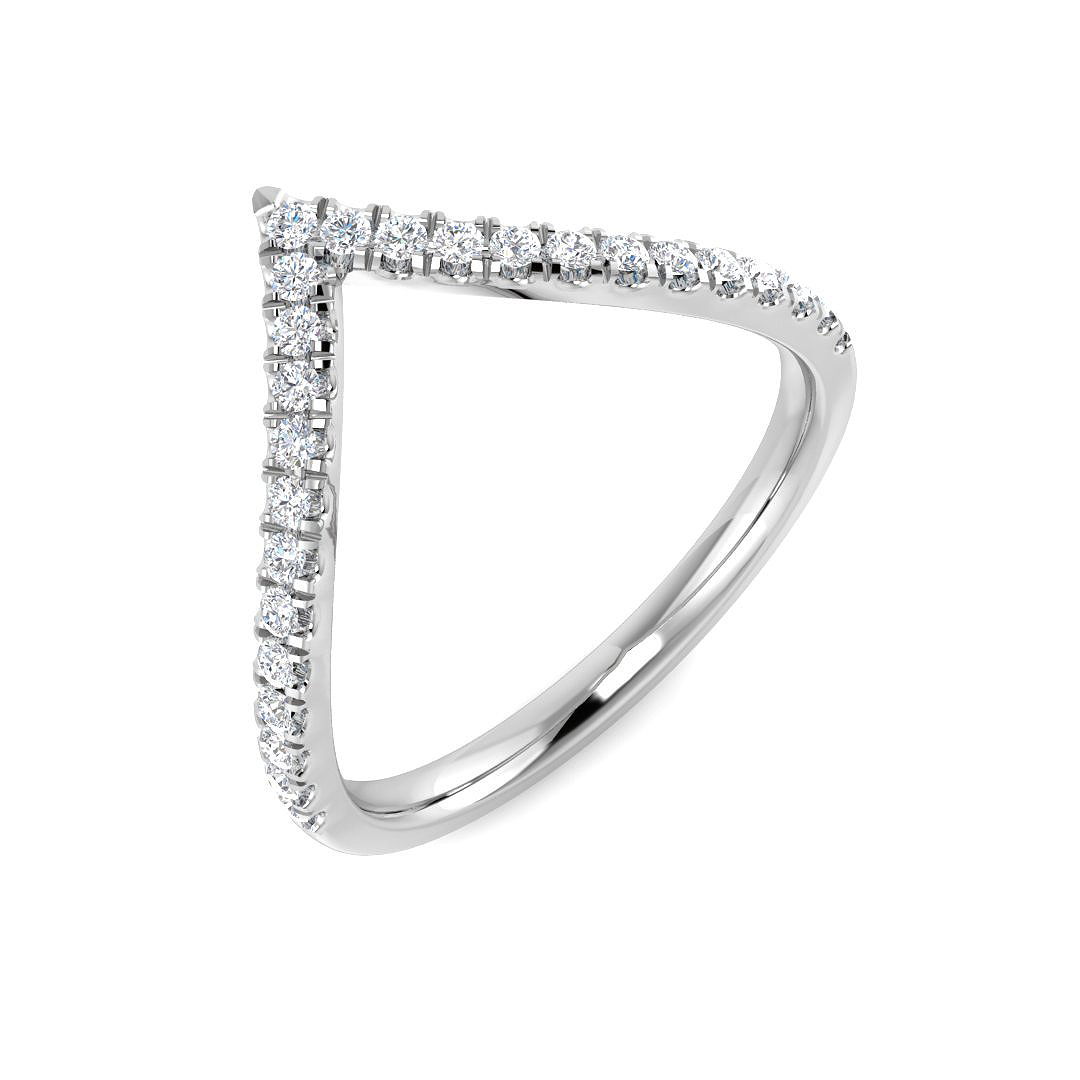 0.22ct Natural Diamond Wishbone Ring in 9K White Gold