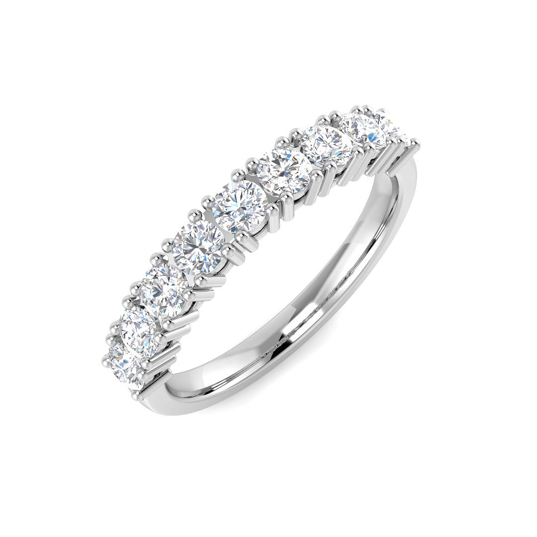0.77ct Natural Diamond Half Eternity Ring in 9K White Gold
