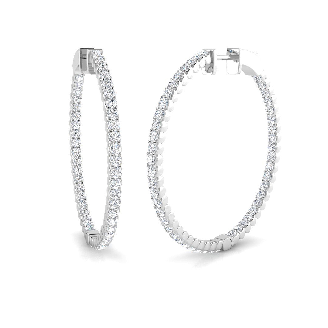 1.72ct Natural Diamond Hoops Earrings in 18K White Gold