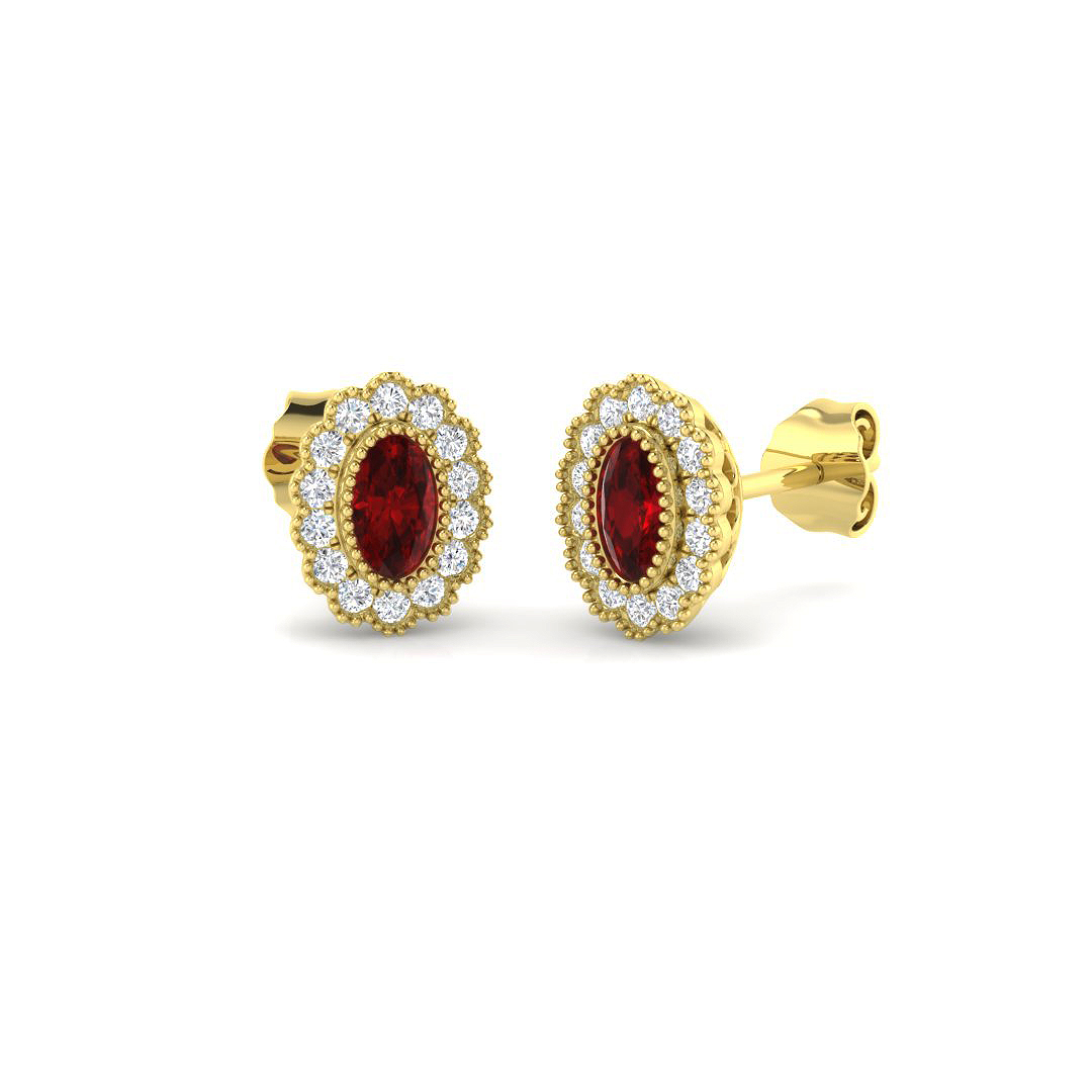Halo Earrings in 9K Yellow Gold