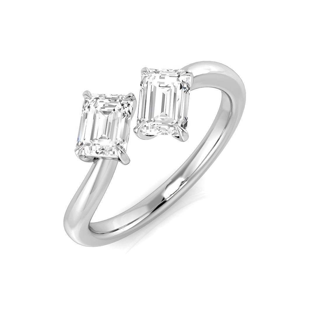 0.85ct Natural Diamond 2 Stone Ring in 14K White Gold